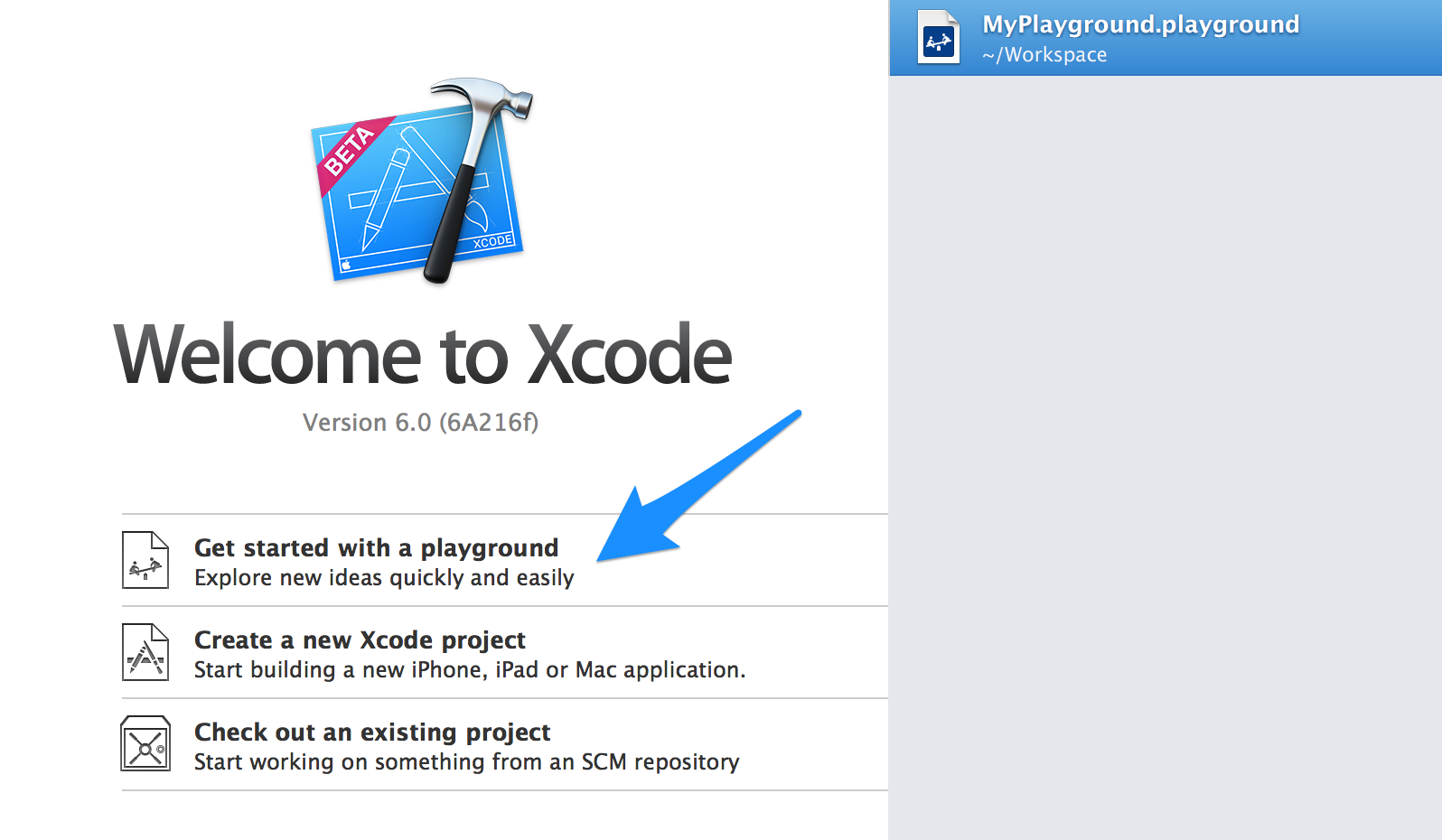 Creating a new Playground in Xcode